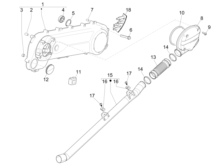 Coperchio carter Piaggio NRG Power DD 50 2 tempi LC 2007-2017