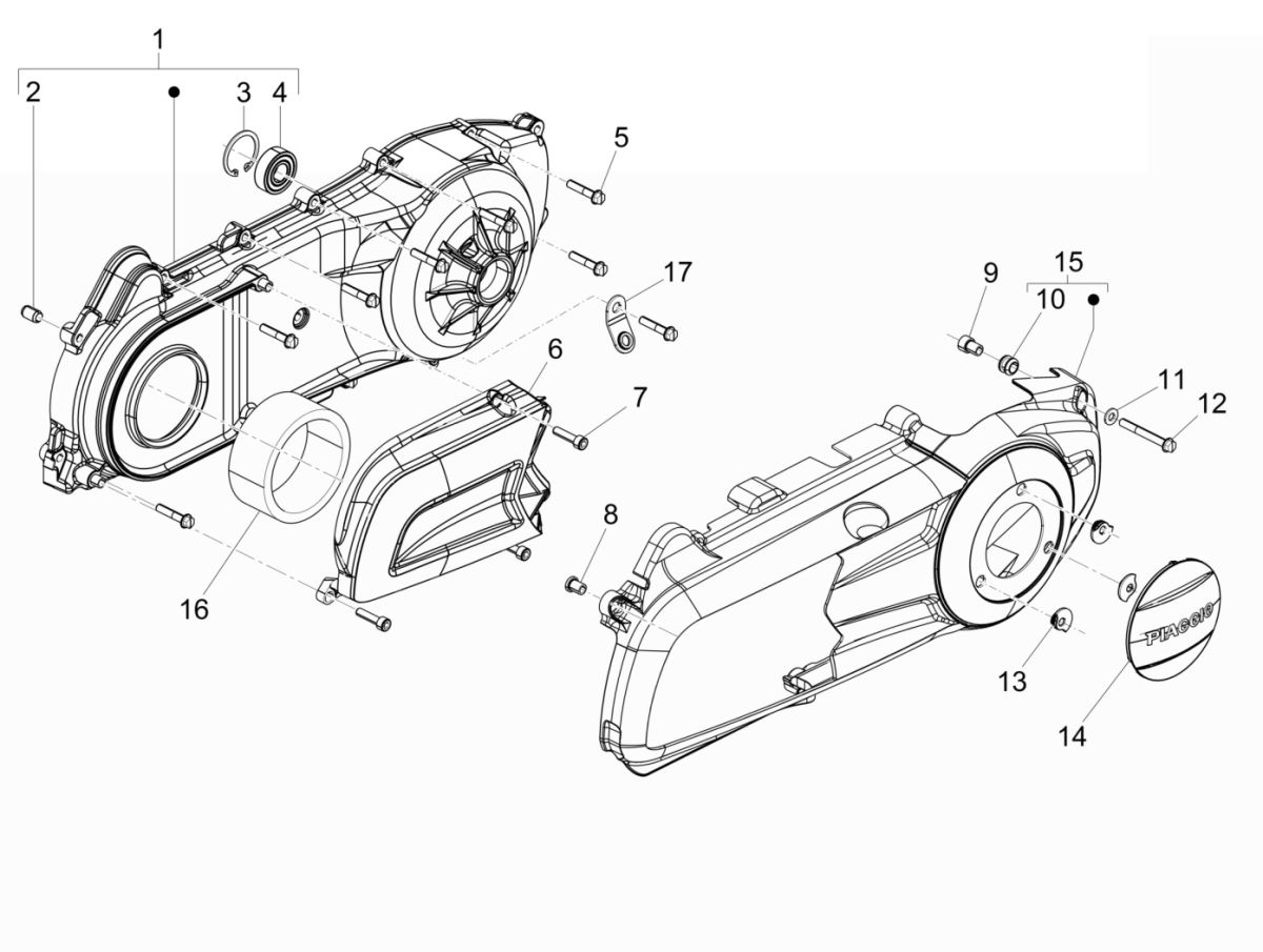Coperchio carter Piaggio Beverly 300 IE ABS Euro 4 2016-2020