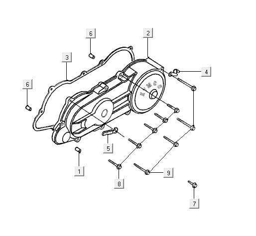 Coperchio carter Kymco Yup 50 2 tempi AC blu-argento