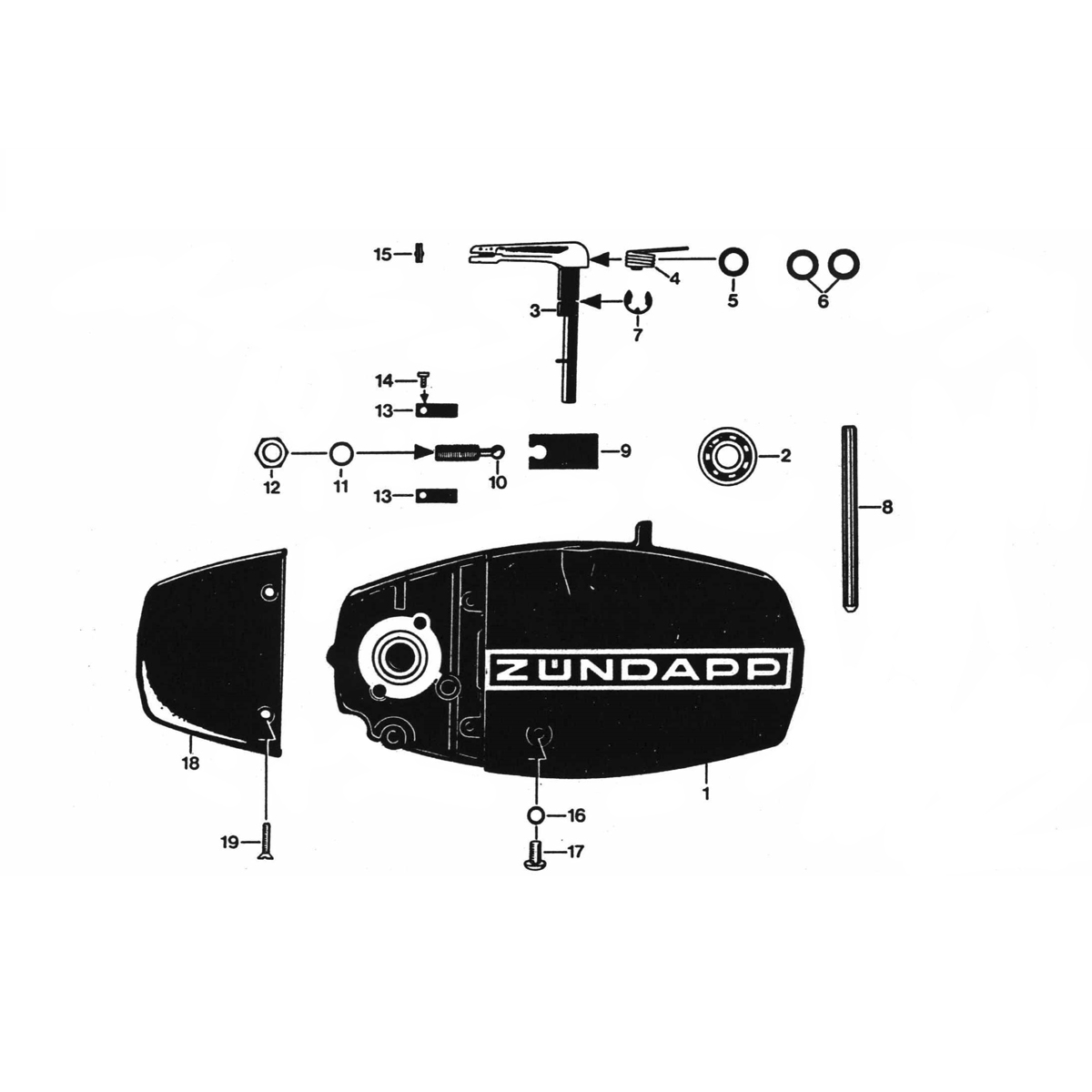 Coperchio carter destro Zundapp 530 tutti i tipi