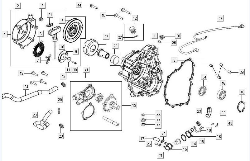 Basamento destro - Pompa acqua Kymco MXU 500