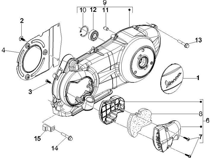 Coperchio carter Vespa GTS 250 ie 2005-2009 (con ABS)