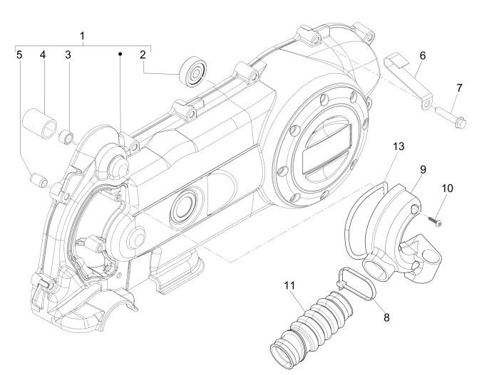 Coperchio carter Vespa LX 50 4T 4V AC 45km/h