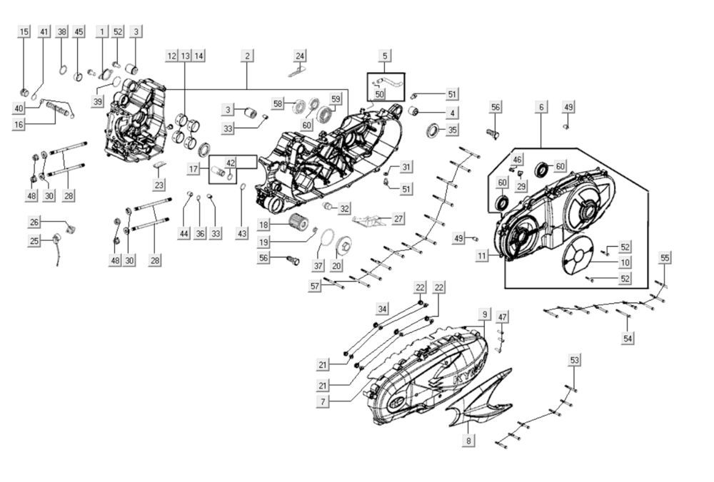 Carter - Coperchio carter Kymco Xciting 400i Pearly Black