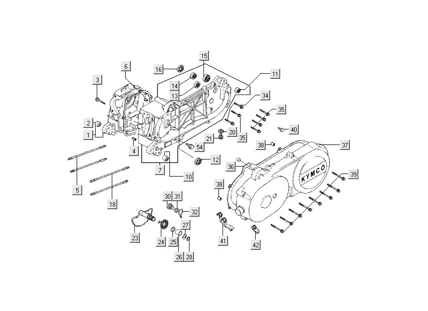 Carter - Coperchio carter - Asse Kickstarter Kymco Filly 4 tempi argento