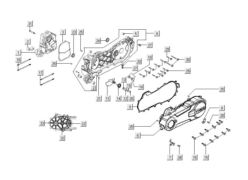 Carter - Coperchio carter - Asse Kickstarter Kymco Super8 Street 50 4 tempi blu