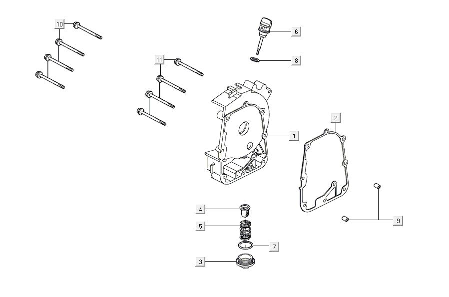 Carter destro - Asta di livello - Filtro olio Kymco Agility 16'+ 4 tempi nero lucido