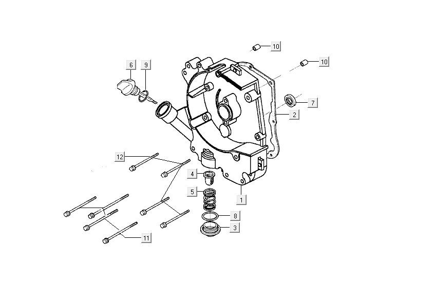 Carter destro - Asta di livello - Filtro olio Kymco Agility FR 12