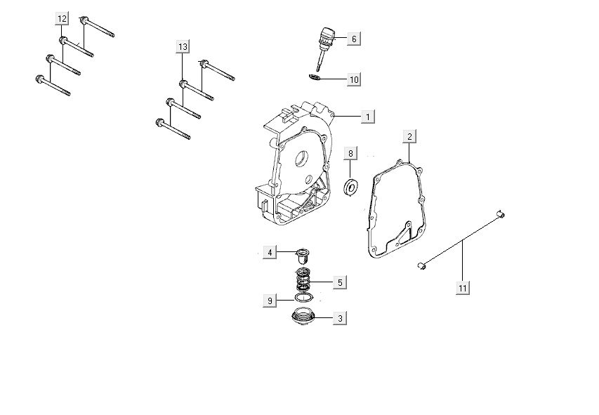 Carter destro - Asta di livello - Filtro olio Kymco City 16' 4 tempi bianco