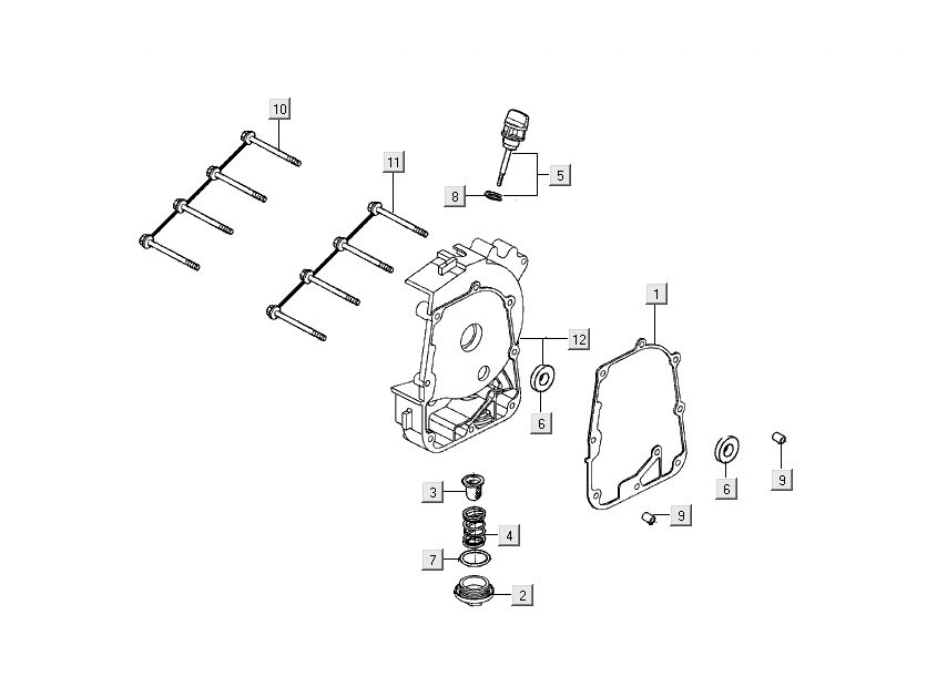 Carter destro - Asta di livello - Filtro olio Kymco People S 50 4 tempi Grigio scuro