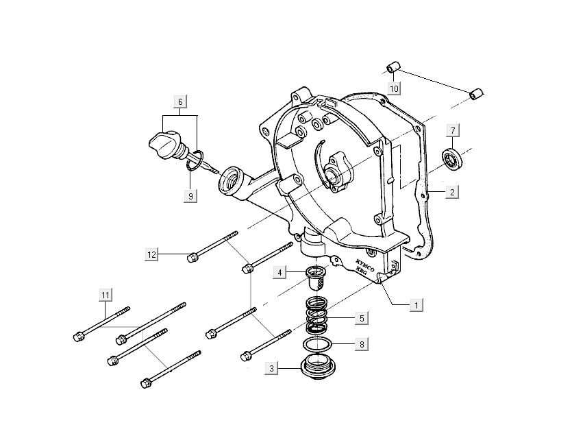 Carter destro - Asta di livello - Filtro olio Kymco Sento 50 4 tempi Spring White
