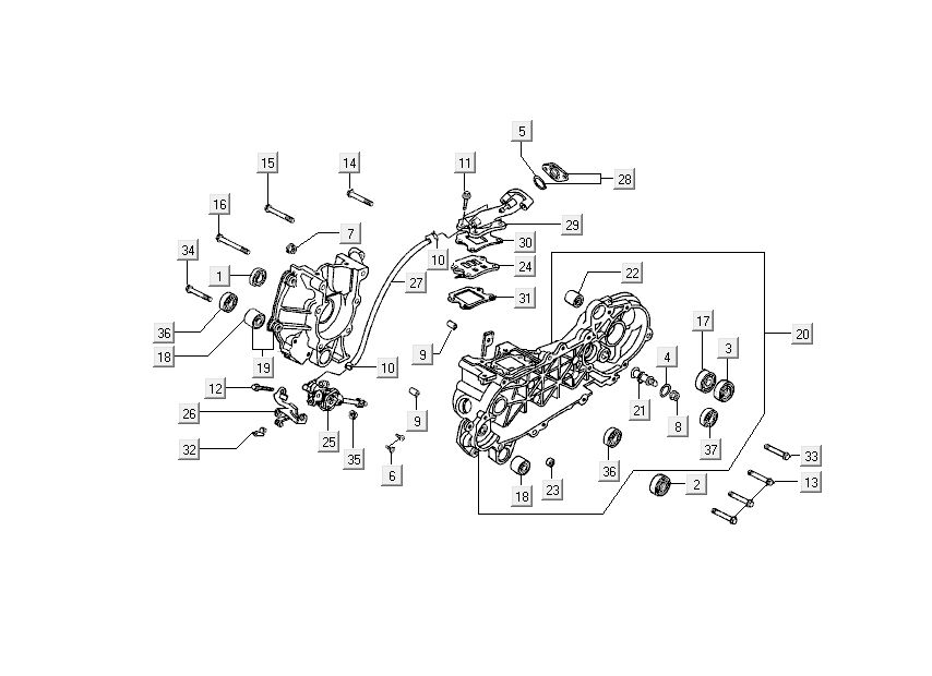Carter - Pompa Olio - Collettore di Aspirazione Kymco DJ 2 tempi Silver