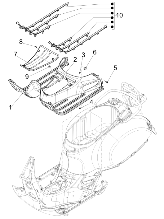 Pedana - Poggiapiedi Vespa GTS 125 IE ABS Euro 4 2019