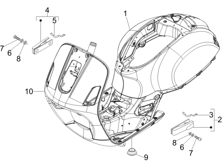 Telaio Vespa GTS 250 ie 2005-2009 (con ABS) giallo 928