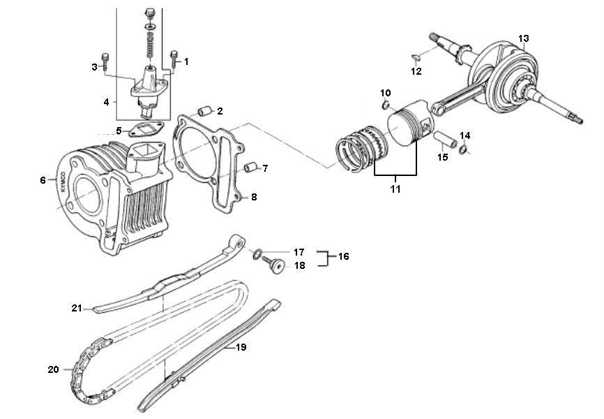 Cilindro - Albero motore Znen ZN50QT-11 4 tempi