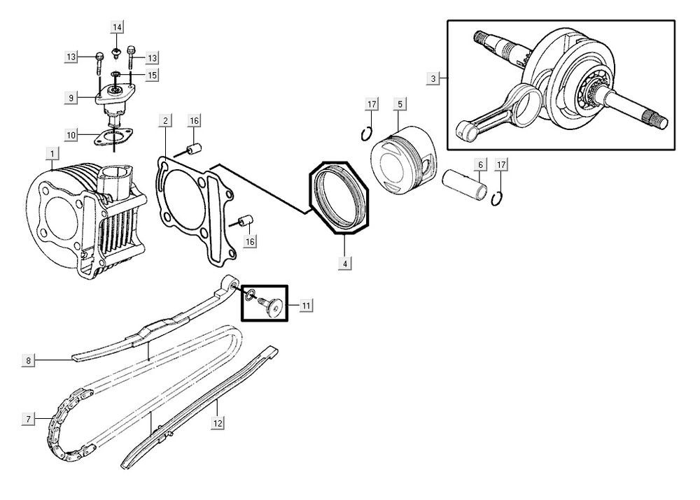 Cilindro - Albero motore Agility 16+ 200i Blu chiaro metallizzato opaco
