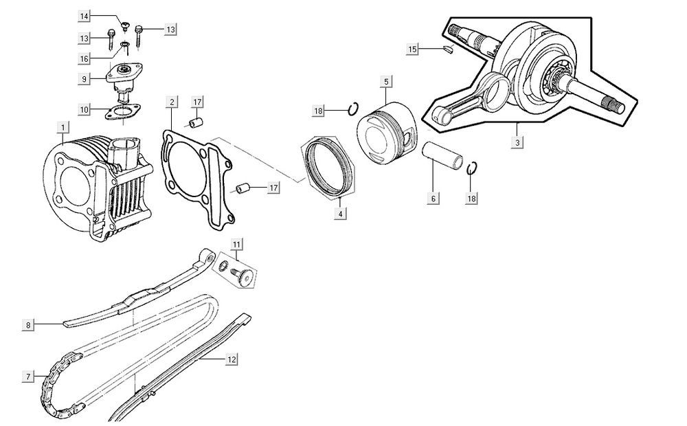 Cilindro - Albero motore Agility CITY 16 125
