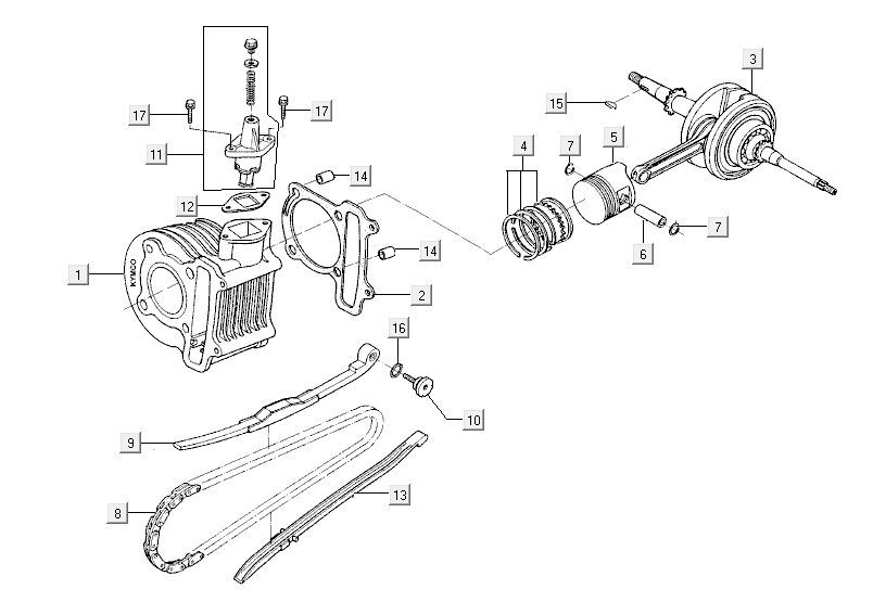 Cilindro - Albero motore Kymco Carry 50i 4 tempi Euro 4 bianco
