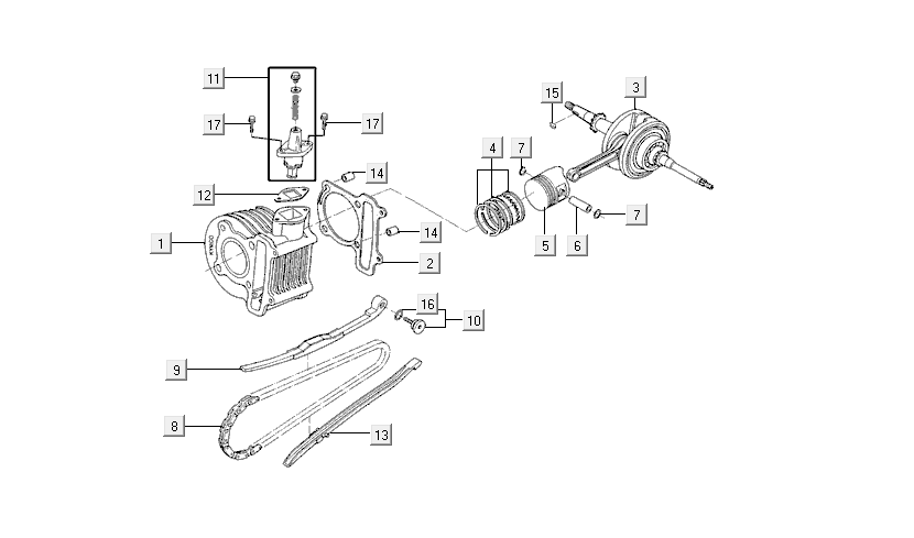 Cilindro - Albero motore Kymco VP50i Euro 4 tecno silver