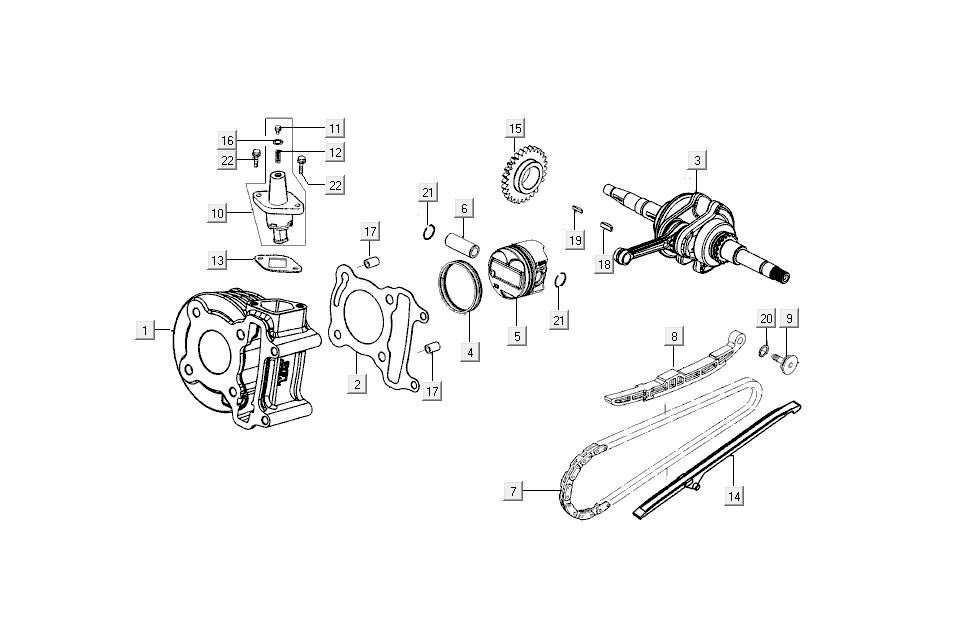 Cilindro - Pistone - Albero motore Kymco New Sento 50i 4T AC