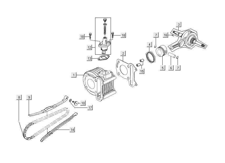 Cilindro - Pistone - Albero motore Kymco Super8 Street 50 4 tempi blu