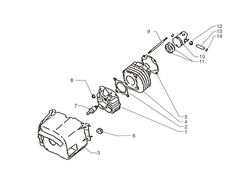 Cilindro - Pistone - Testa cilindro Beta ARK-Tribe 50 2-stroke AC silver 2009