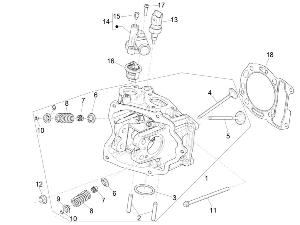 Testata Piaggio MP3 300 HPE/300 HPE Sport ABS Euro 5 2020-2022