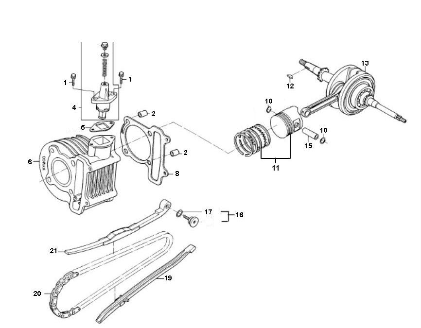 Albero motore cilindro-motore GY6 10/12 pollici Euro 2 ←2018 2