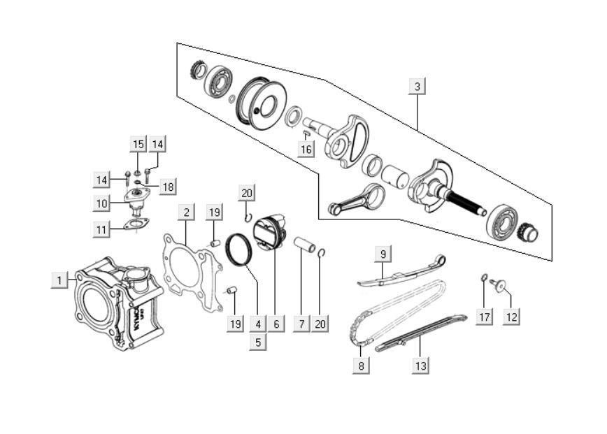Cilindro - Pistone - Albero motore Kymco Downtown 125i
