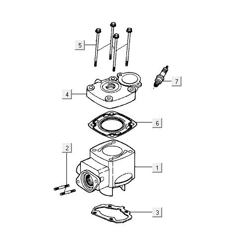 Cilindro - Testa cilindro Kymco Super9 50 2 tempi LC vecchio modello nero opaco-argento