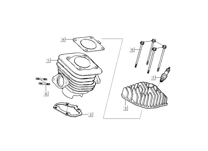 Cilindro - Testa cilindro Kymco Super9 50 2 tempi AC vecchio modello nero opaco argento