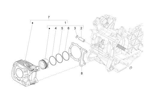 Cilindro - Pistone Vespa Primavera 50 4 tempi IGET 3V Euro 4