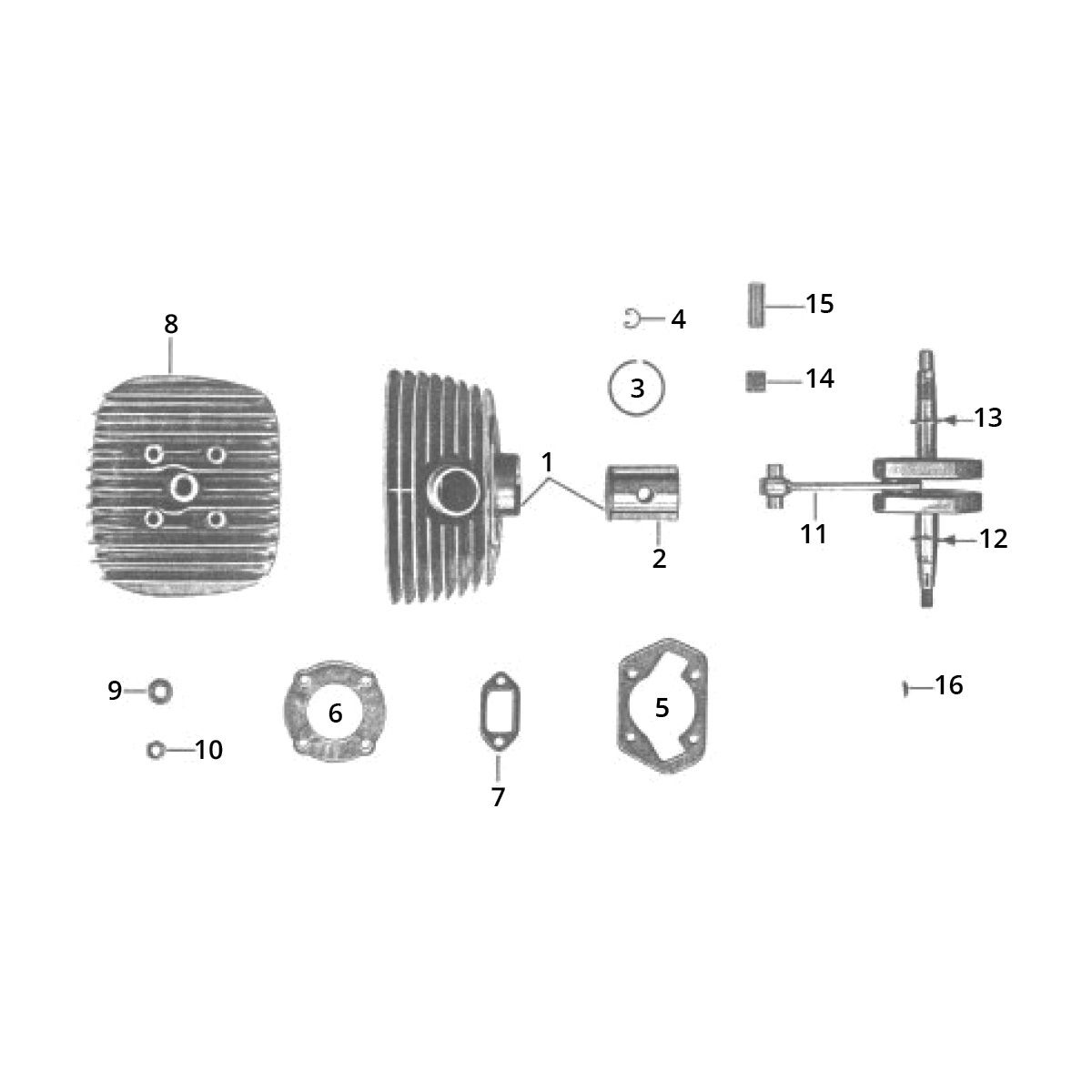 Cilindro - Pistone - Testa cilindro - albero motore Zundapp GTS 50 517-40L5