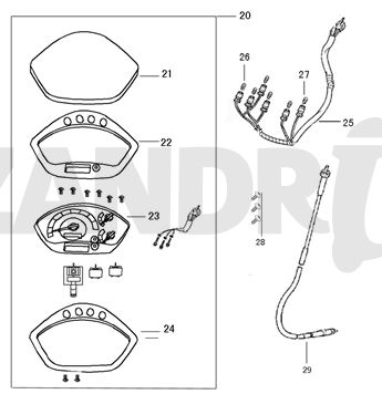 Contachilometri - Cockpit - Cavo tachimetro Eagle-Wing Napoli argento
