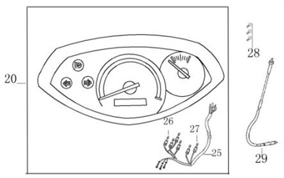 Contachilometri - Cockpit - Cavo contachilometri Benzhou YY80T-18 YY50QT (-18) blu scuro