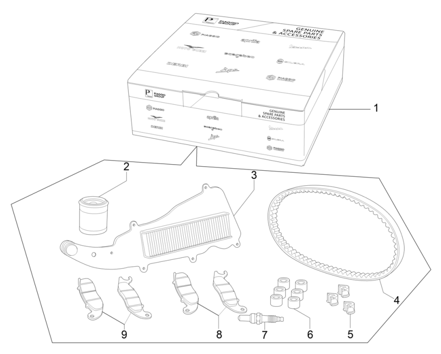 Pacchetto manutenzione Vespa GTS 125 IE ABS Euro 5 2021
