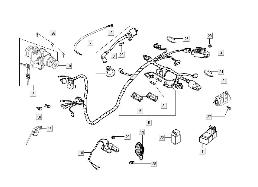 Blocchetto di accensione - Cablaggio elettrico - CDI Kymco Sento 50 4-stroke Spring White