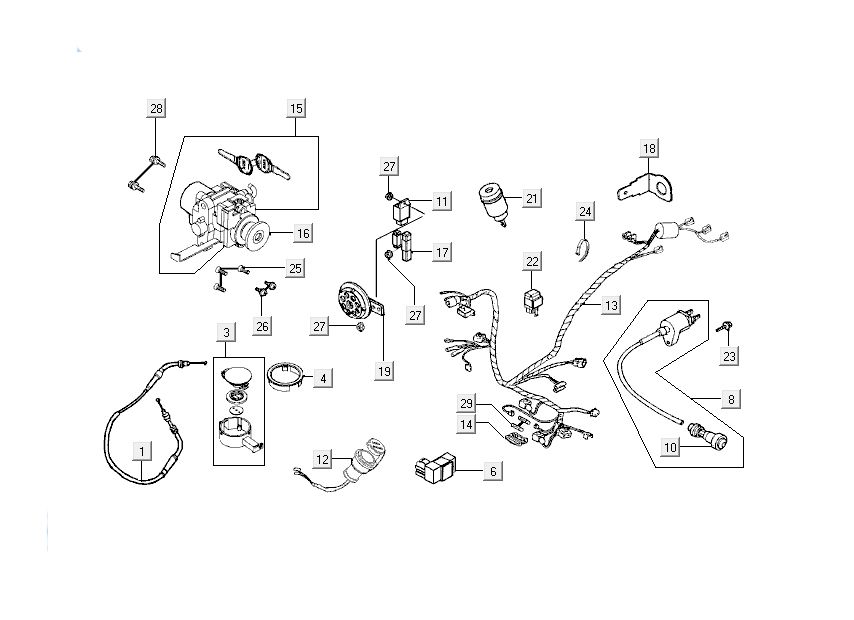Blocchetto di accensione - Cablaggio Kymco Grand Dink 2 tempi Silver