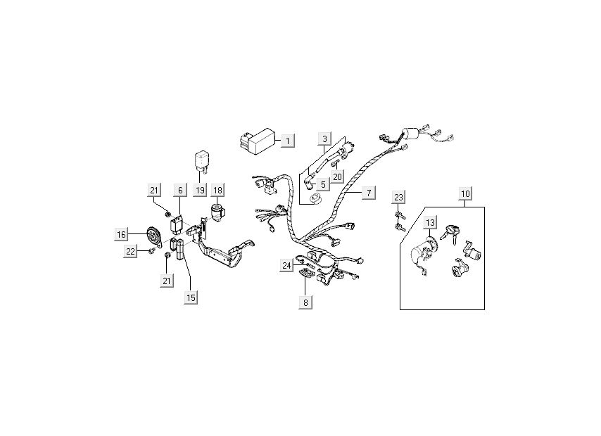 Blocchetto di accensione - Cablaggio Kymco Super9 50 2 tempi AC vecchio modello sportivo blu