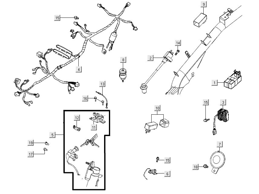 Blocchetto di accensione - Cablaggio - Bobina di accensione - CDI Kymco Super8 Street 50 4 tempi blu