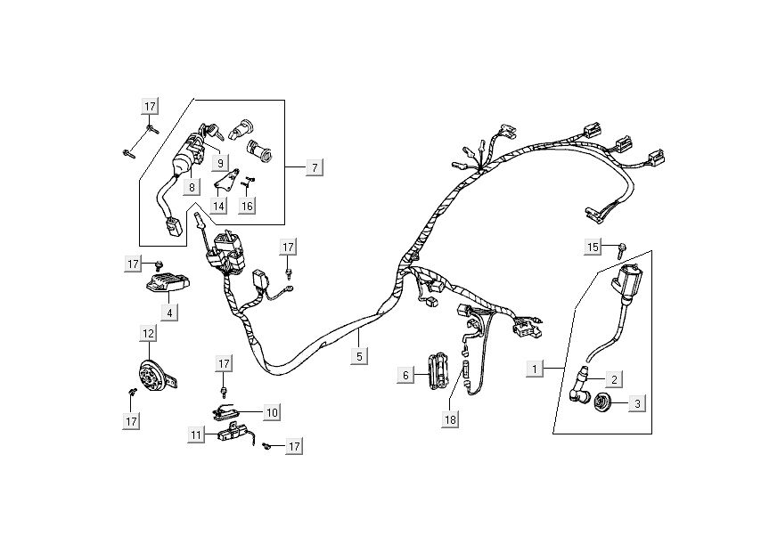 Blocchetto di accensione - Cablaggio Kymco DJ 2-stroke Silver
