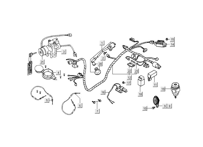 Blocchetto di accensione - Cablaggio Kymco Filly 4 tempi argento