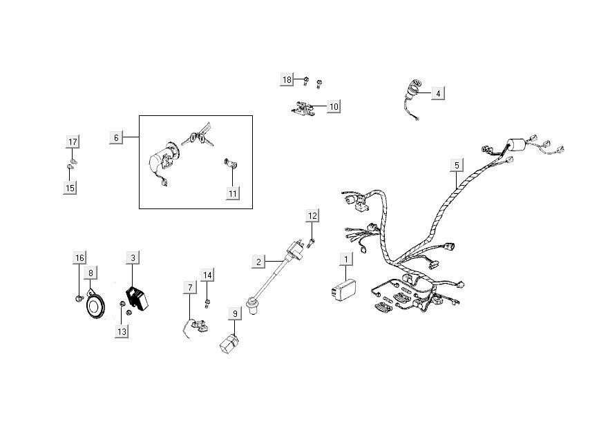 Blocchetto di accensione - Cablaggio Kymco Like TT 4 tempi nero lucido 2015