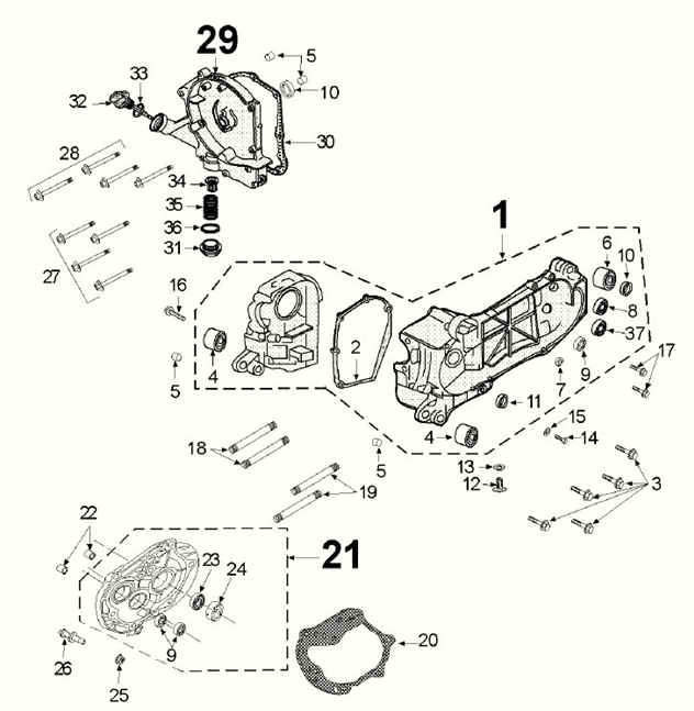 Filtro olio Carter - Asta di livello Peugeot Django 4 tempi Euro 5