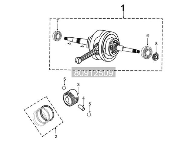 Crankshaft piston Peugeot Tweet 125i E5 FL 2023-2025