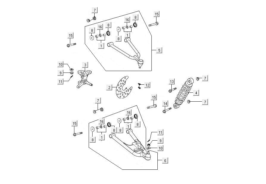 Ammortizzatore - Disco freno - Sospensione motore destra Kymco MXU 300