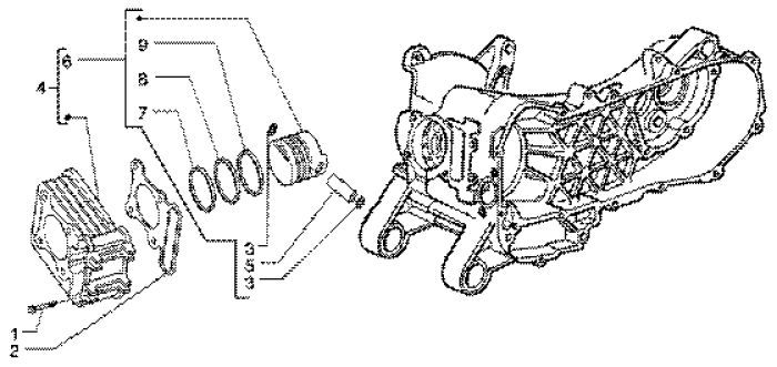 Cilindro - Pistone Piaggio Liberty 4 tempi ←2006