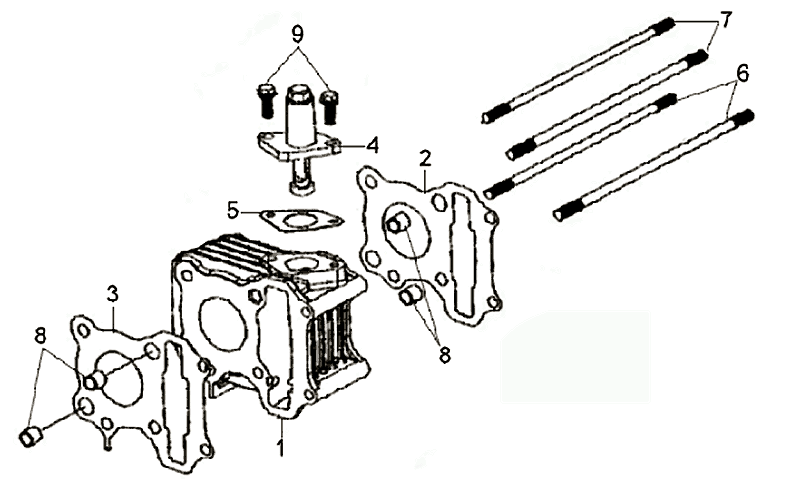 Cilindro - Guarnizione testa - Guarnizione base Sym Fiddle II (BK-7C) grigio ferro