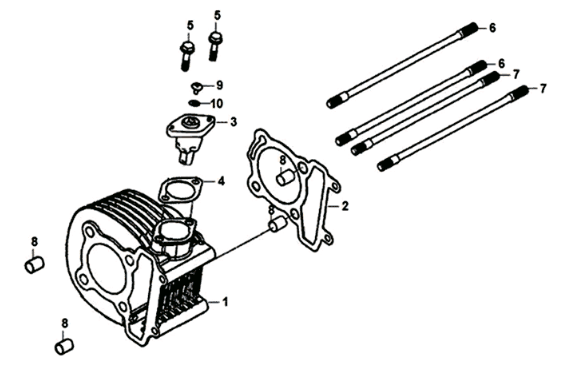 Cylinder / koppakking/  voetpakking Sym Orbit III 125I E4
