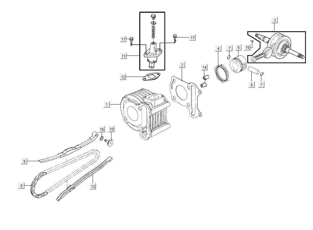 Cylinder piston crankshaft Kymco Super8 R E5